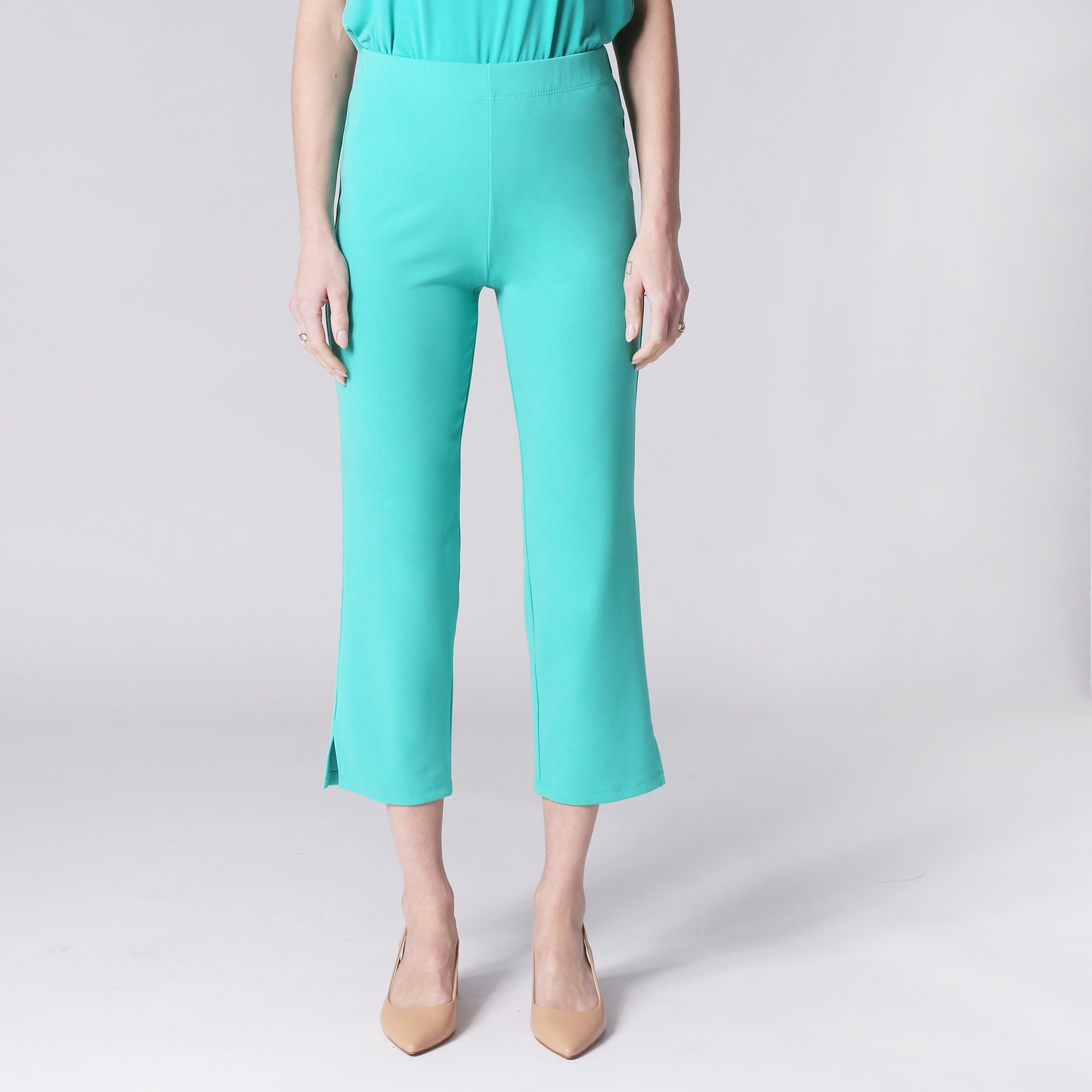 Kim & Co. Ponte Crepe Ankle Length Pant With Side Slits