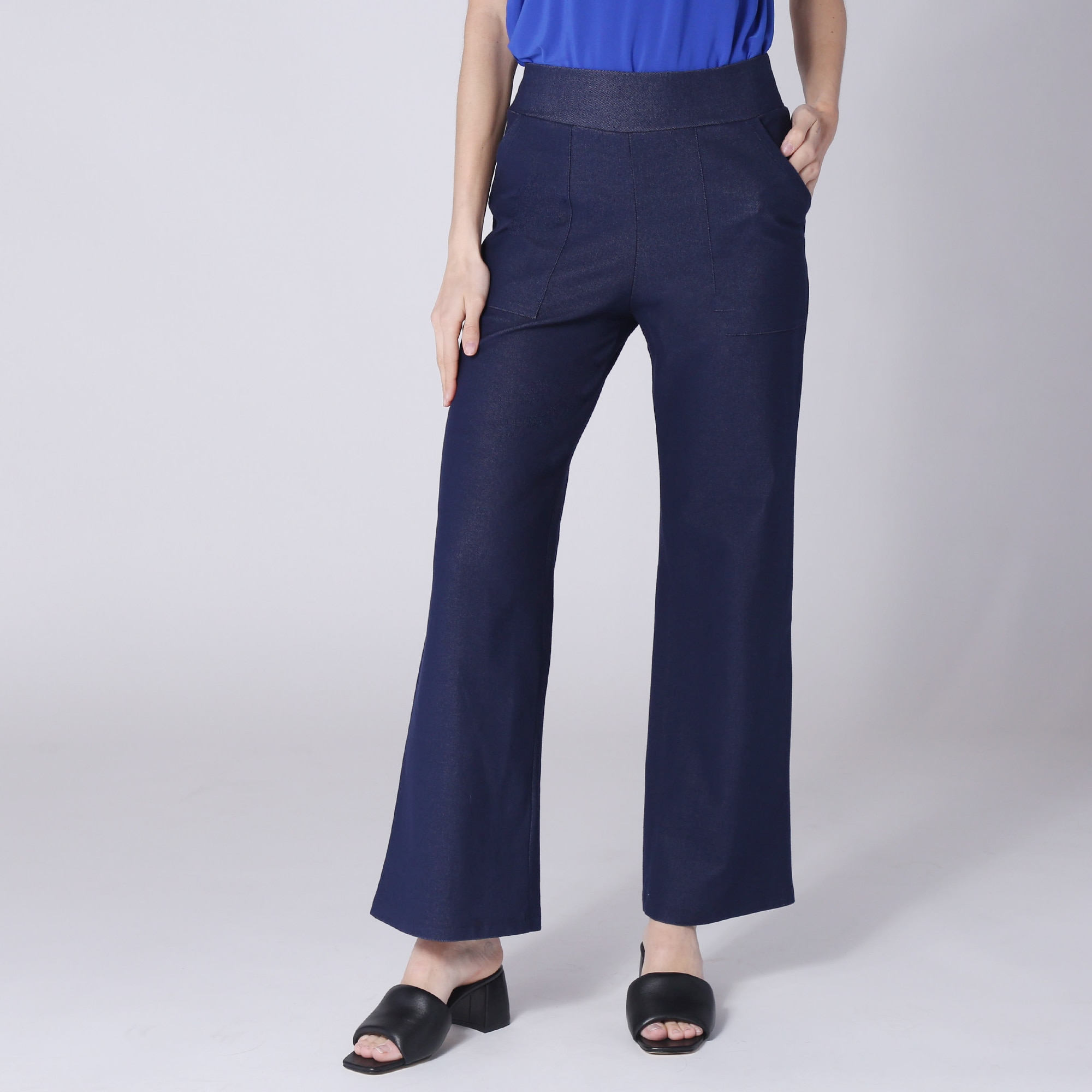 Kim & Co. Deluxe Denim Knit Wide Leg Pant