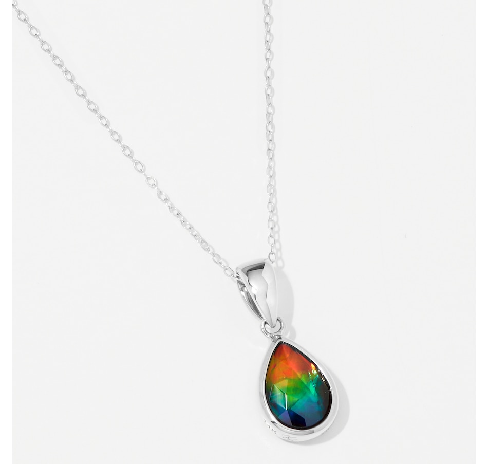 Canadian Ammolite Gems 14K Gold Ammolite Pendant With Chain