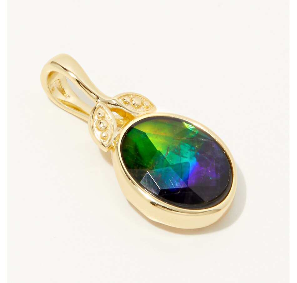 Canadian Ammolite Gems Sterling Silver 10mm x 8mm Oval Ammolite Pendant ...