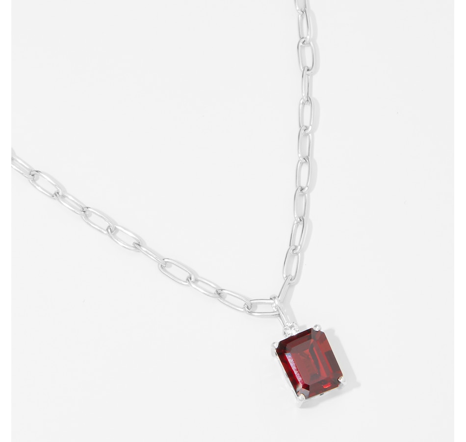 Image 242781_SILGR.jpg, Product 242-781 / Price $149.99, Gem Reflections Sterling Silver Octagon Shape Gemstone With White Topaz Pendant Necklace from Gem Reflections on TSC.ca's Jewellery department