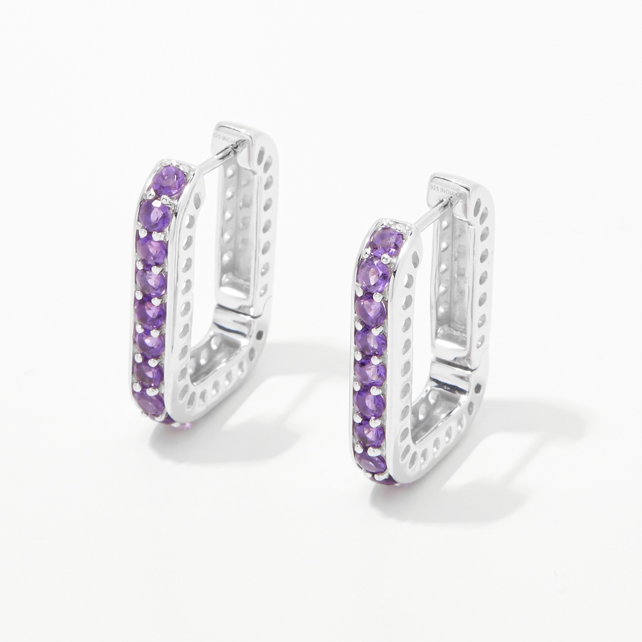 Image 242782_SILAM.jpg, Product 242-782 / Price $69.33, Gem Reflections Sterling Silver 1.25 av. ctw 2.50mm Round Gemstone Hoop Earrings from Gem Reflections on TSC.ca's Jewellery department