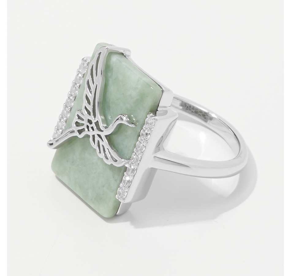 Image 242815_ALTMORE1.jpg, Product 242-815 / Price $99.99, Jade of Yesteryear Sterling Silver Genuine Green Jade Ring with Crane Motif from Jade of Yesteryear on TSC.ca's Jewellery department