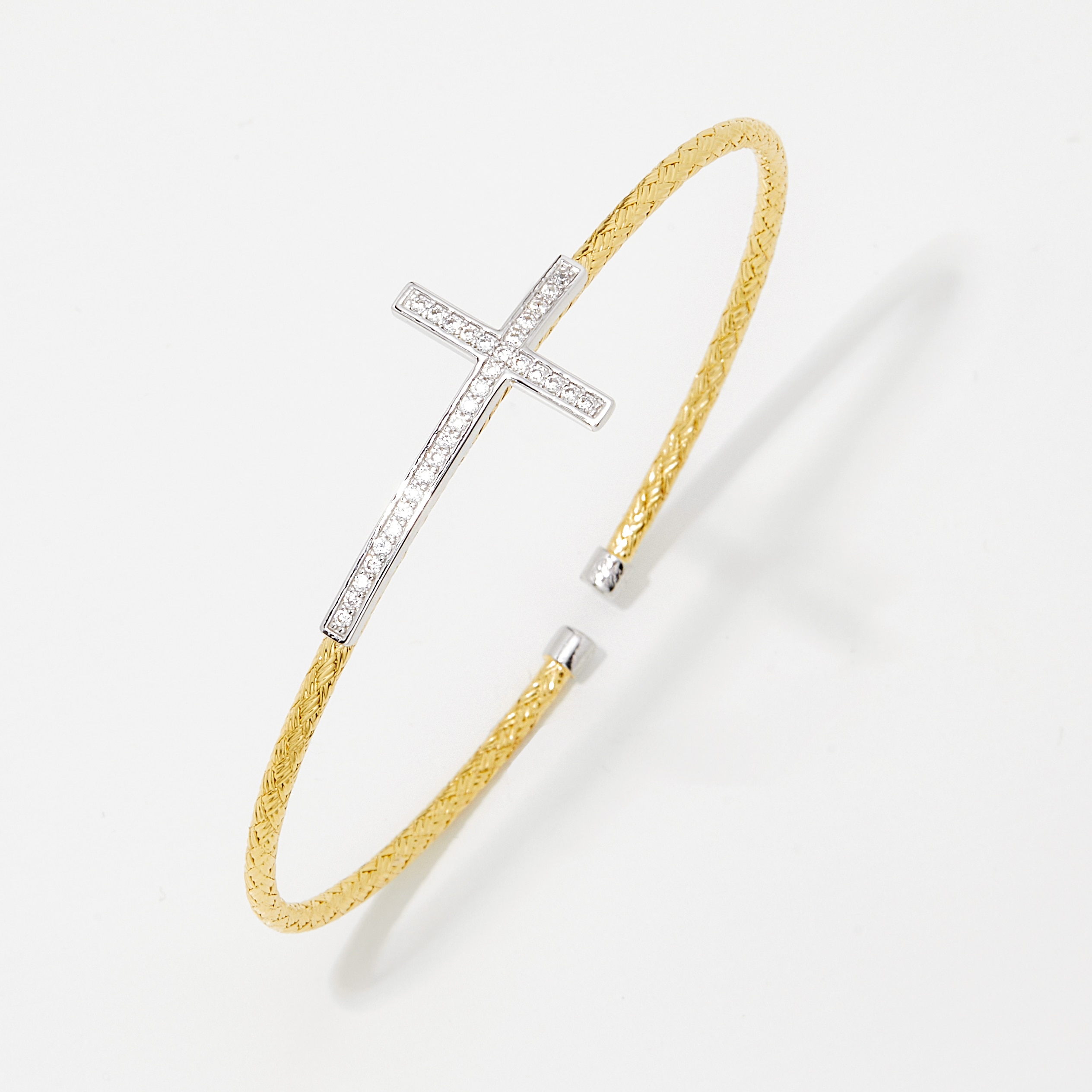 GARNI　Bangle Charles Garnier Sterling Silver Side Way Cross Cubic