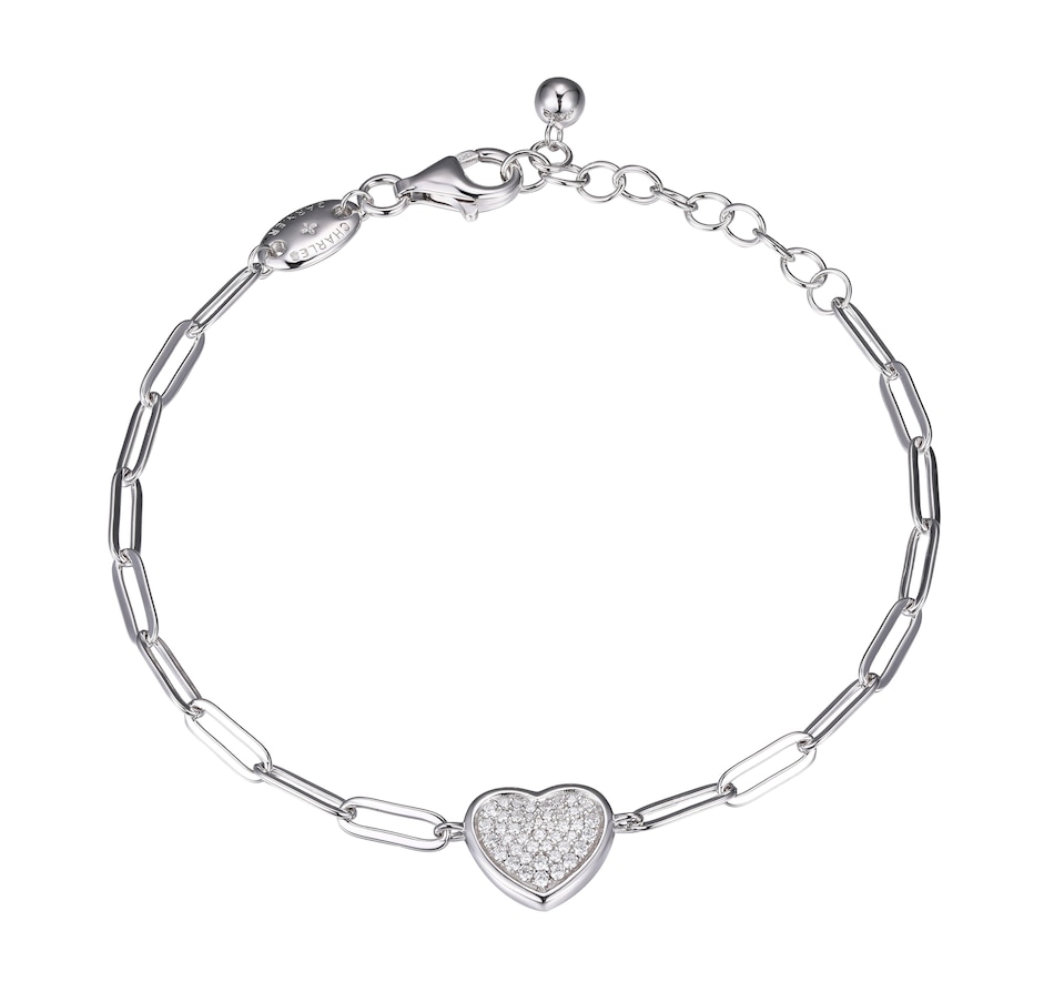 Image 242864_RHOP.jpg, Product 242-864 / Price $139.99, Charles Garnier Sterling Silver Heart Charm Paperclip Cubic Zirconia Bracelet from Charles Garnier on TSC.ca's Jewellery department