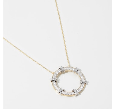 14K Gold 0.50 ctw Diamond Circle Pendant Necklace