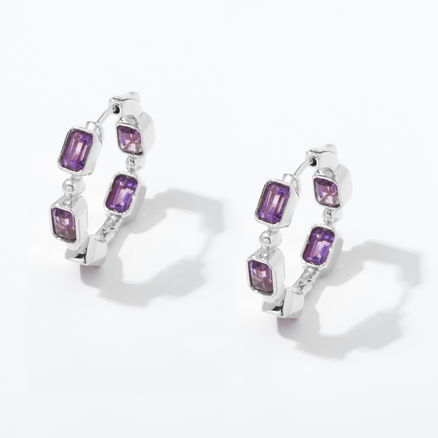 Image 242929_RHAMY.jpg, Product 242-929 / Price $69.33, Gem Reflections Sterling Silver Gemstone Hoop Earrings from Best of Gems on TSC.ca's Jewellery department