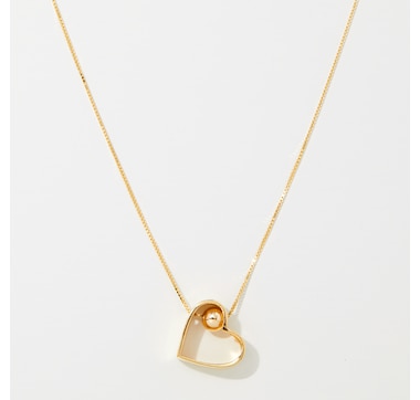 Stefano Oro 14K Yellow Gold Heart and Bead Necklace