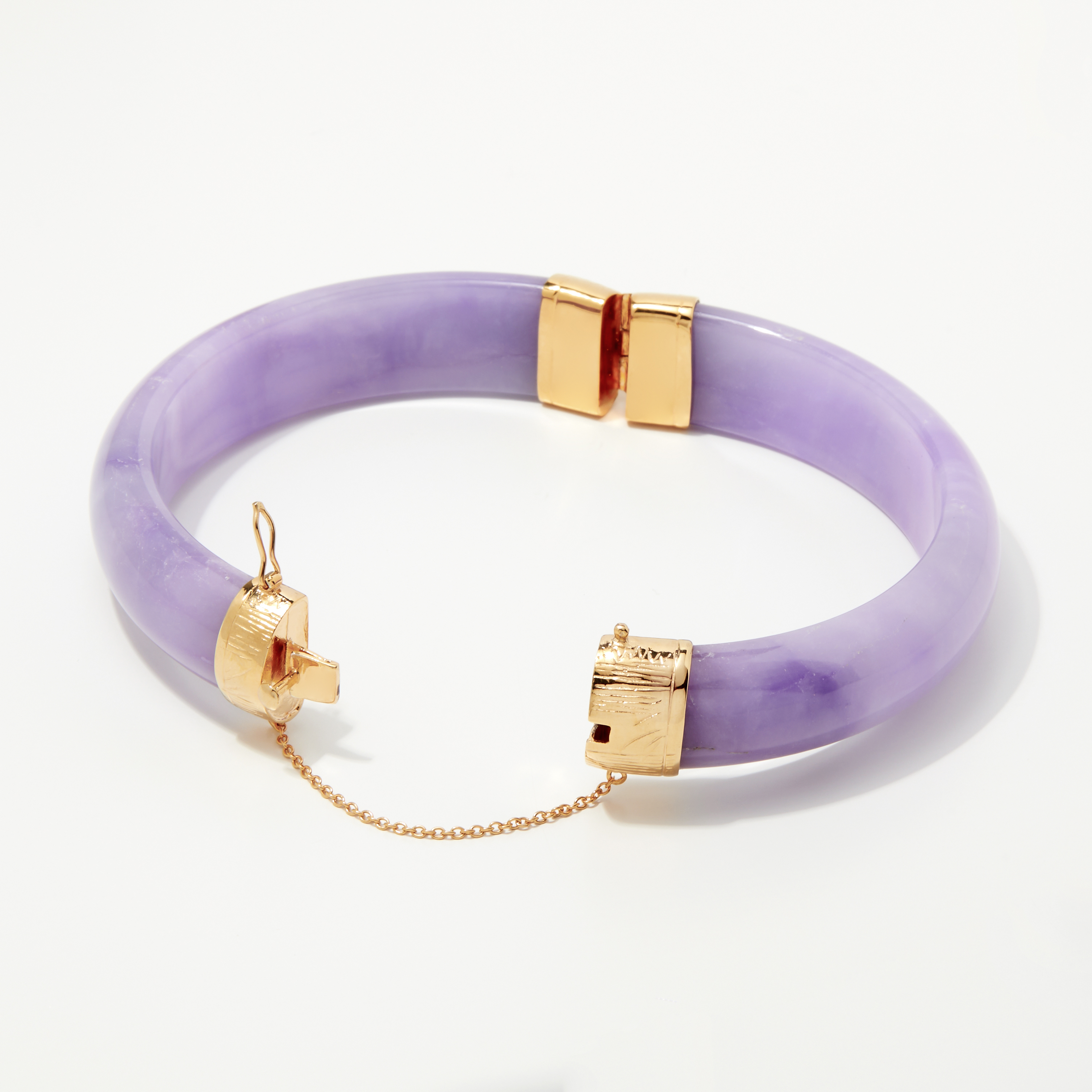 Roz Kwan Sterling Silver Lavender Jade Two Hinged Bangle - TSC.ca