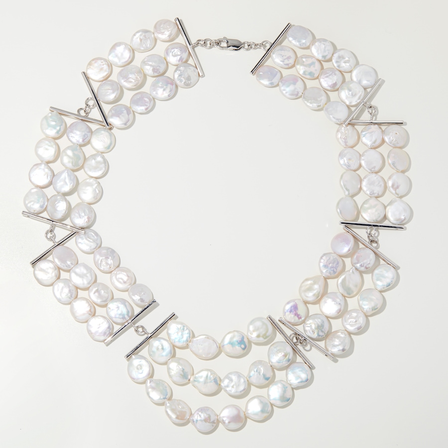 Image 243060.jpg, Product 243-060 / Price $649.88, Roz Kwan Sterling Silver White Coin Freshwater Pearl 3-Row Necklace from Roz Kwan Jewellery Collection on TSC.ca's Jewellery department