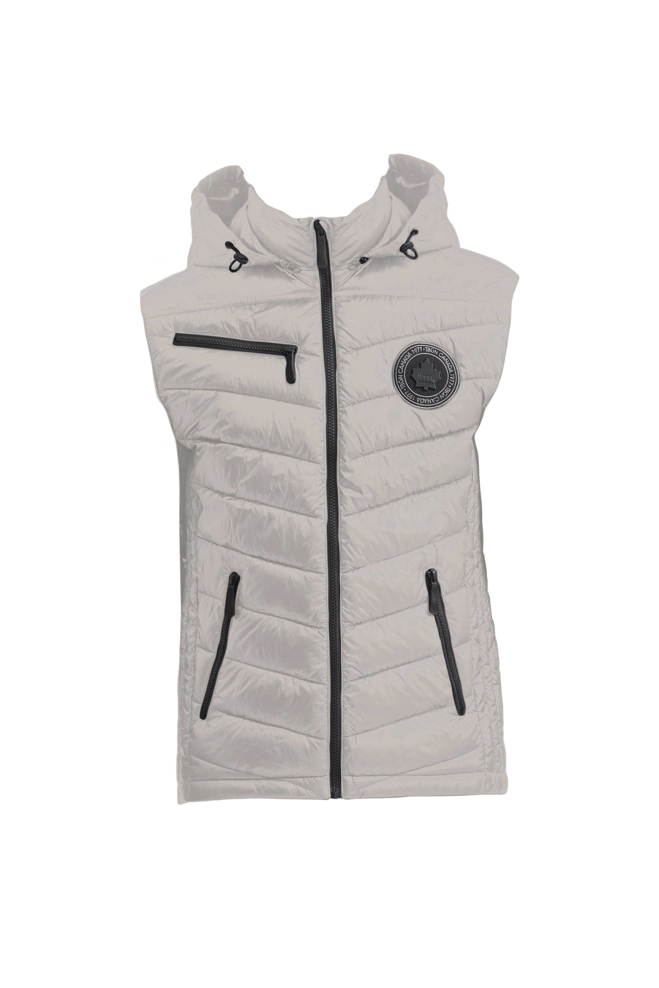 【BAON】[unisex] Gento Two-Way String Over Hood Vest Vernon Men's Quilted Hybrid Vest - Asphalt/Black | Ping EU