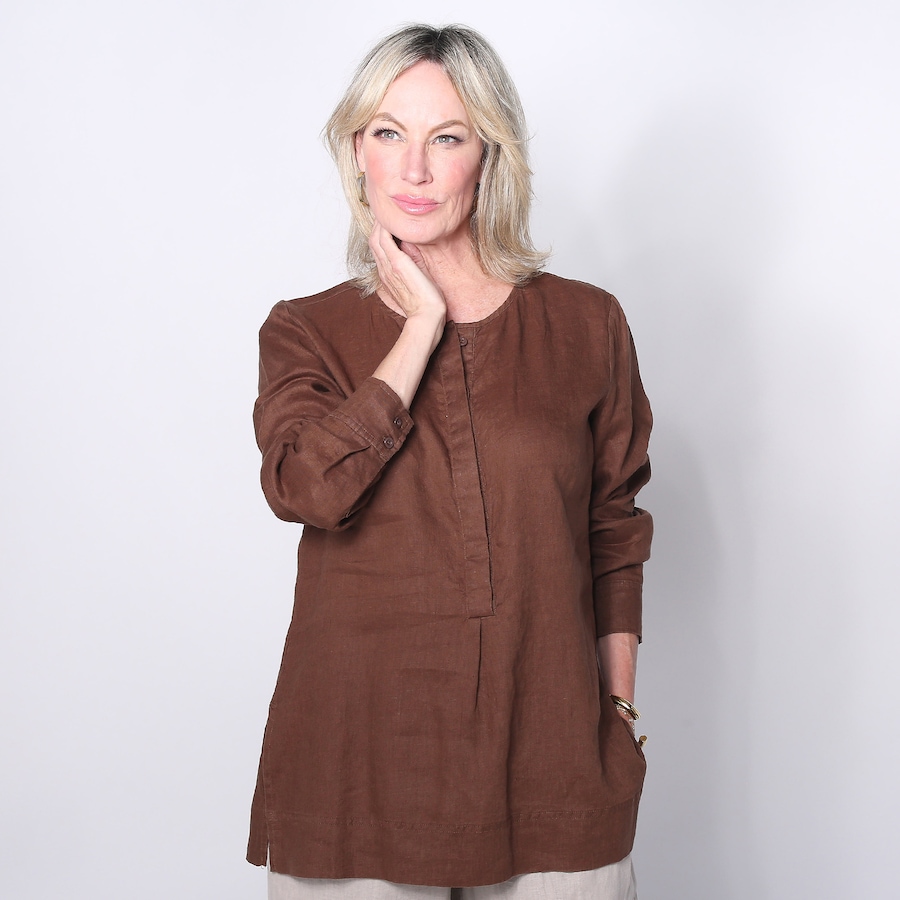 Image 243083_BRN.jpg, Product 243-083 / Price $150.00, Brian Bailey Linen Tunic Shirt from Brian Bailey on TSC.ca's Fashion department