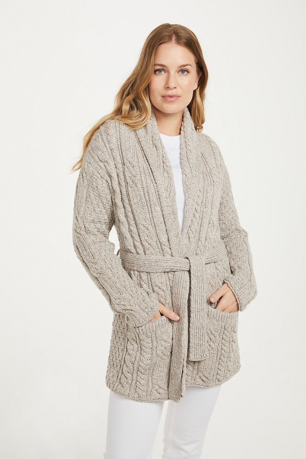 Belted wool cardigan best sale