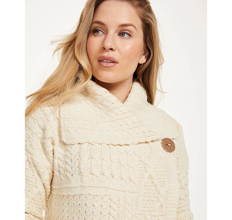 Image 243153_ALTMORE1.jpg, Product 243-153 / Price $67.33, Aran Woollen Mills One Button Collar Cardigan from Aran Woollen Mills on TSC.ca's Fashion department