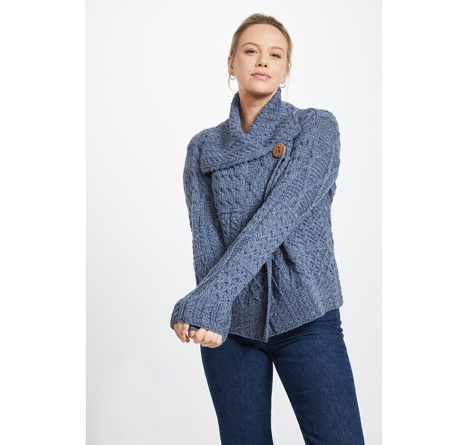 Image 243153_DNMRL.jpg, Product 243-153 / Price $67.33, Aran Woollen Mills One Button Collar Cardigan from Aran Woollen Mills on TSC.ca's Fashion department