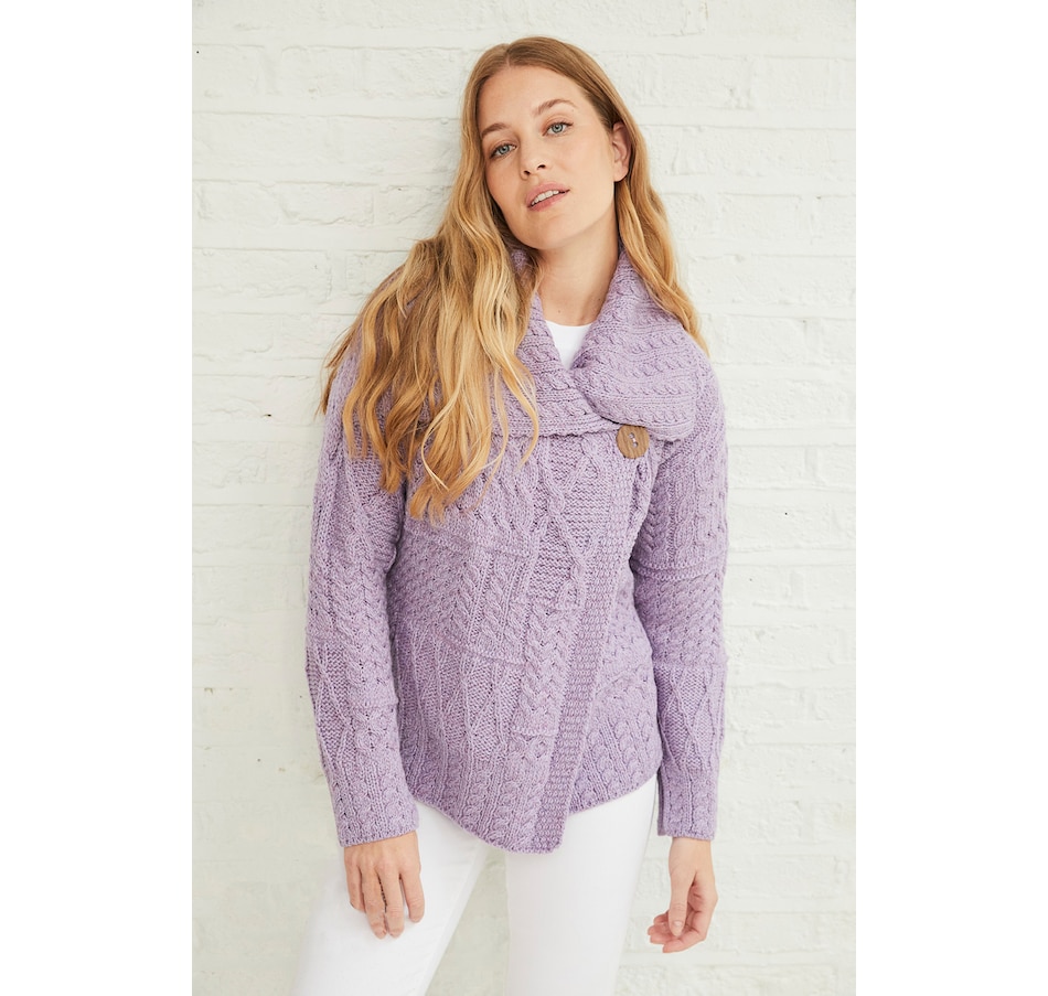 Image 243153_LAV.jpg, Product 243-153 / Price $67.33, Aran Woollen Mills One Button Collar Cardigan from Aran Woollen Mills on TSC.ca's Fashion department