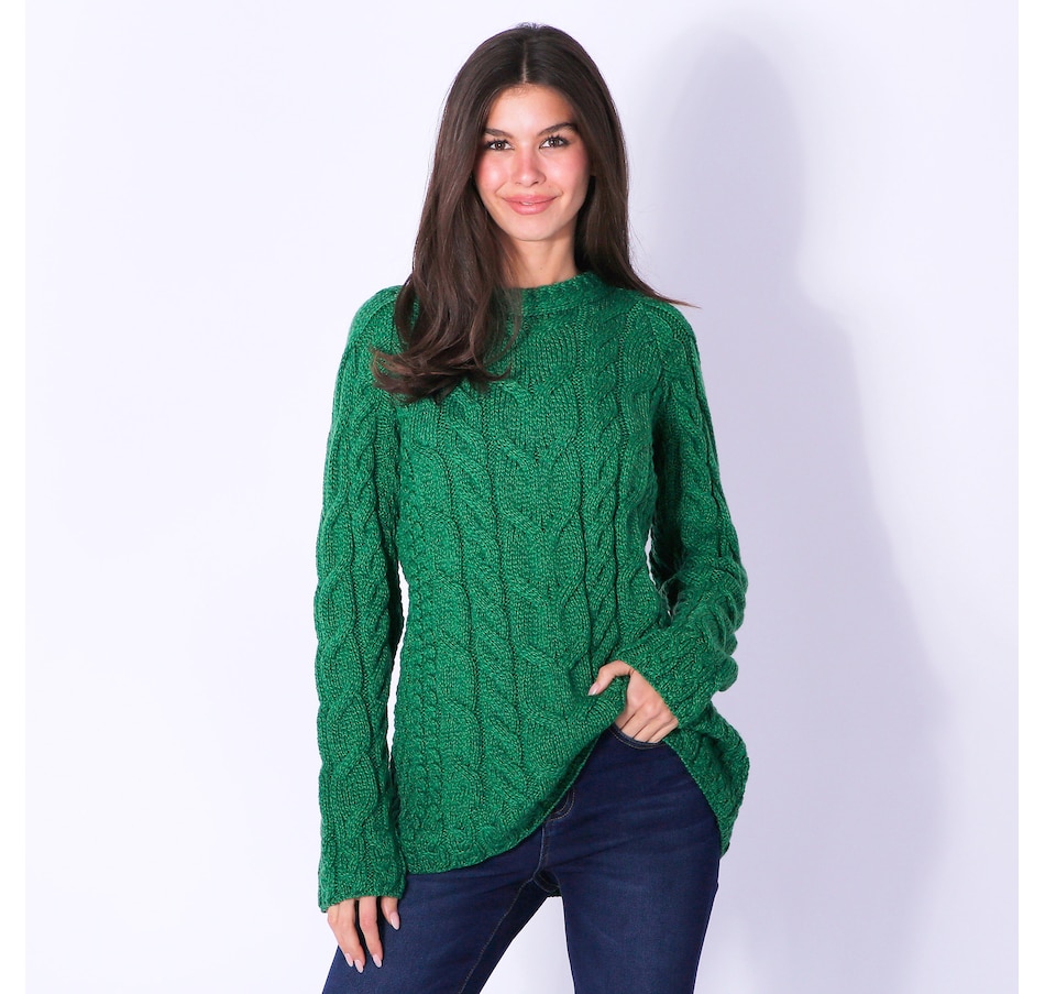 Image 243155_GRN.jpg, Product 243-155 / Price $79.33, Aran Woollen Mills Multi Cable Raglan Sleeve Sweater from Aran Woollen Mills on TSC.ca's Clothing & Shoes department