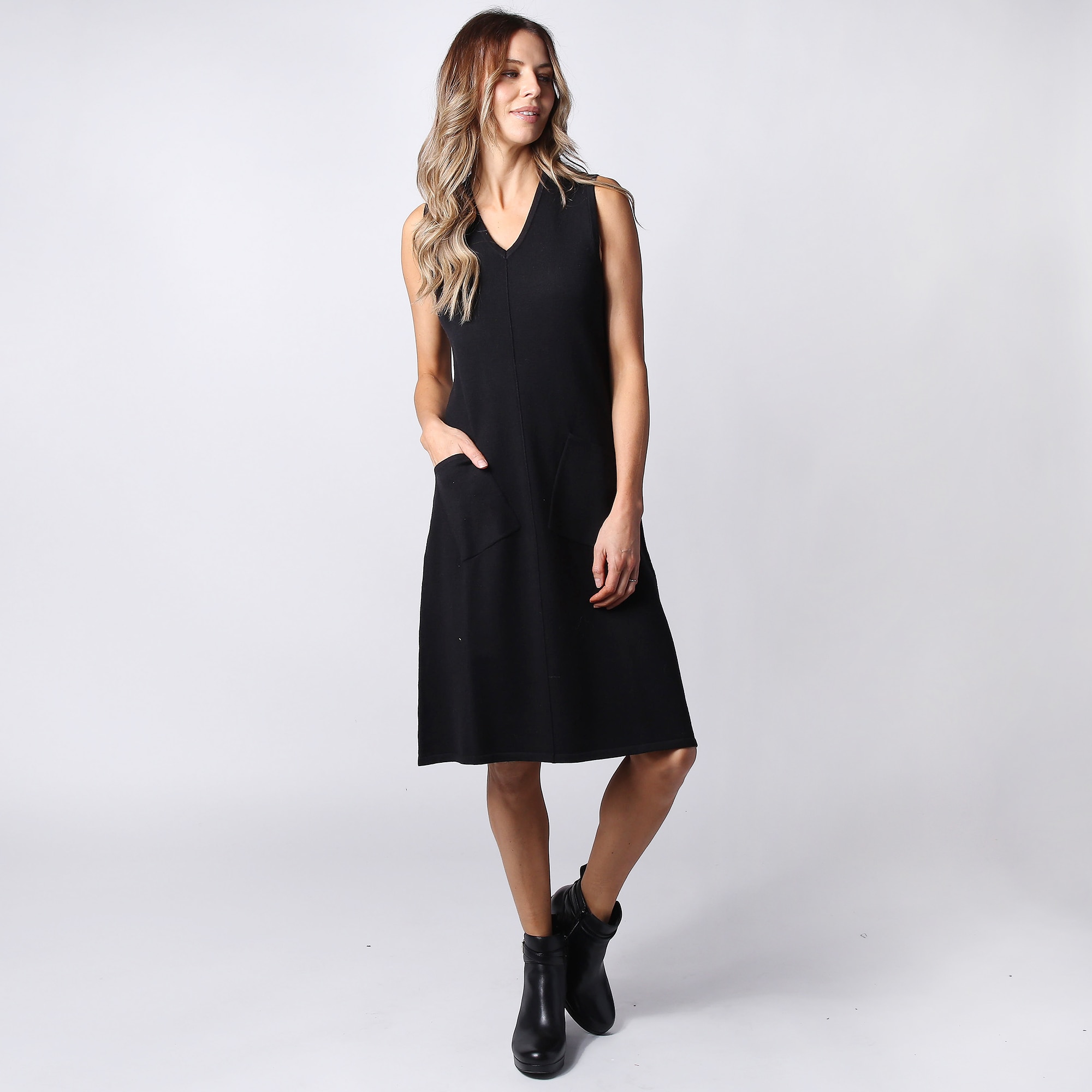 Wynne Layers Soft Knit Sleeveless V-Neck Dress