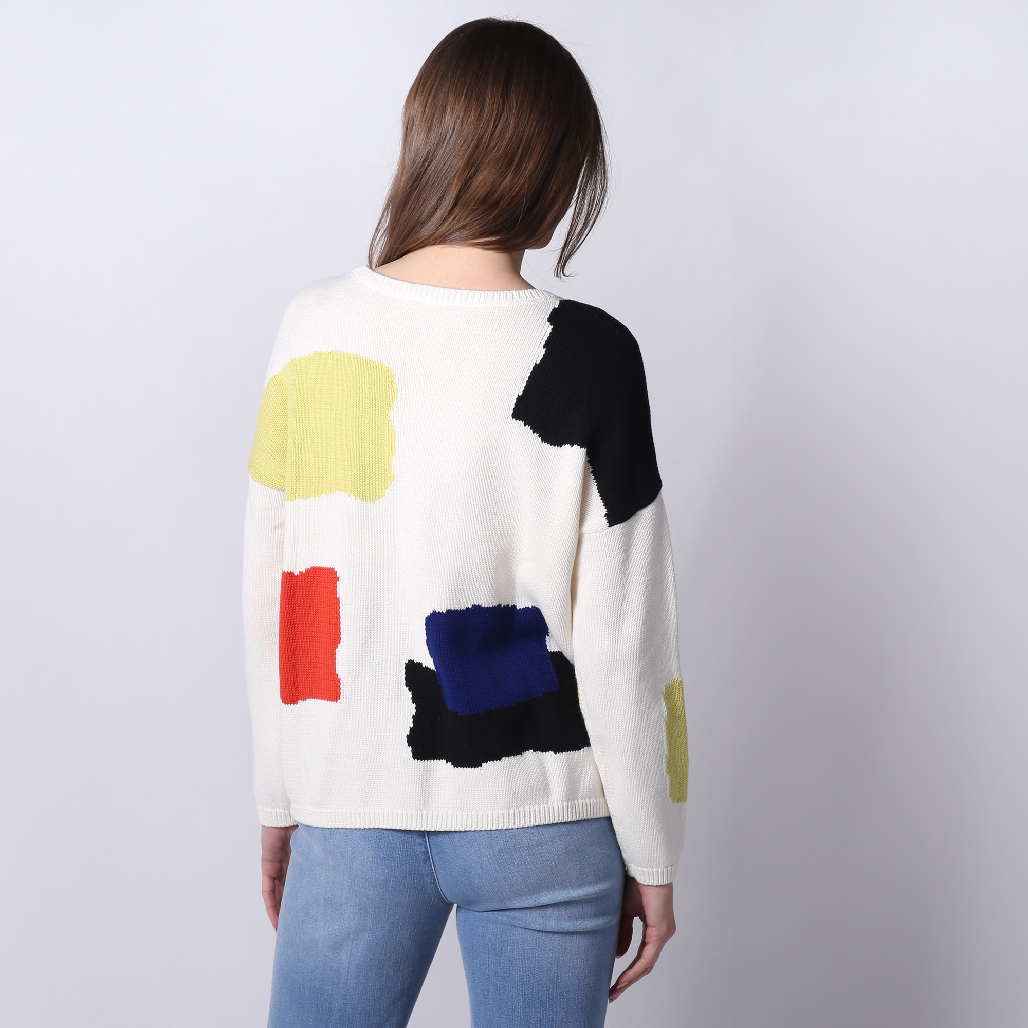 Wynne Style Cotton Blend Intarsia Sweater