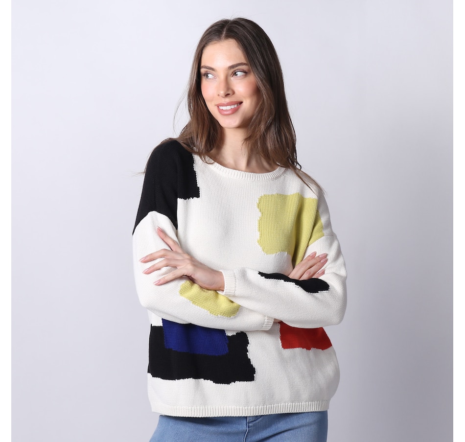 Wynne Style Cotton Blend Intarsia Sweater