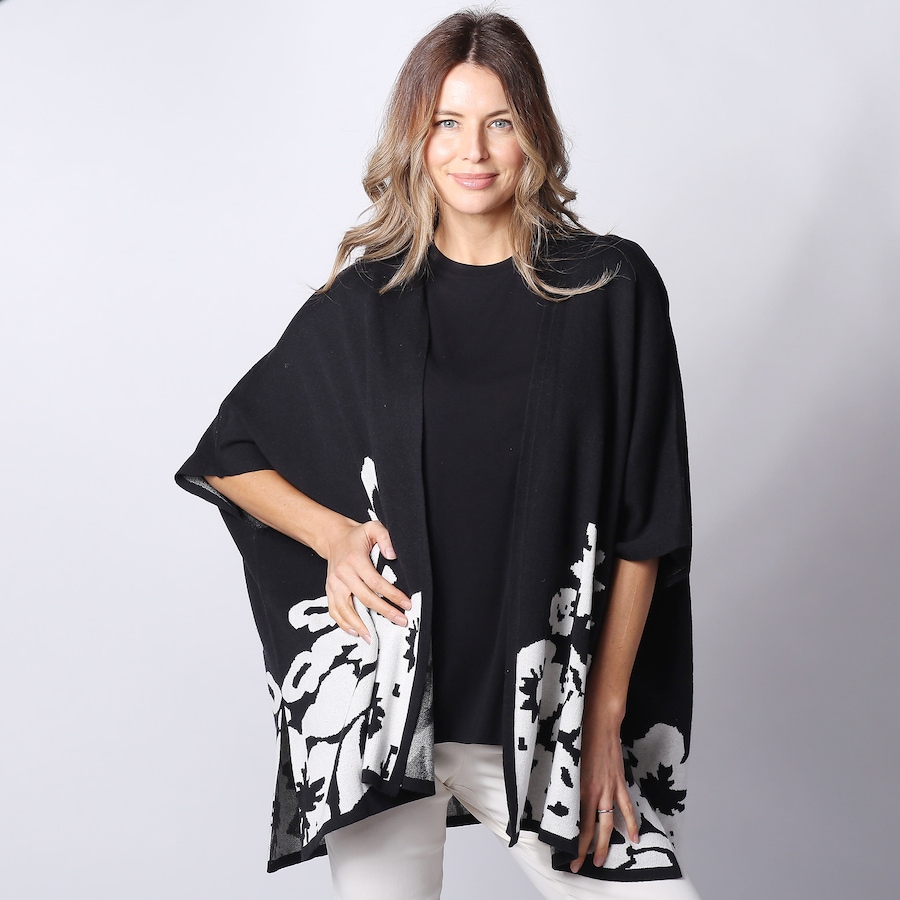 Image 243200_BCRME.jpg, Product 243-200 / Price $49.33, Wynne Layers Floral Jacquard Poncho Topper from Wynnelayers on TSC.ca's Fashion department