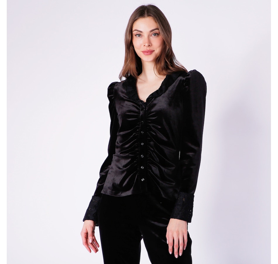 Image 243215_BLK.jpg, Product 243-215 / Price $54.33, Badgley Mischka Ruffled Contoured Blouse from Badgley Mischka on TSC.ca's Fashion department