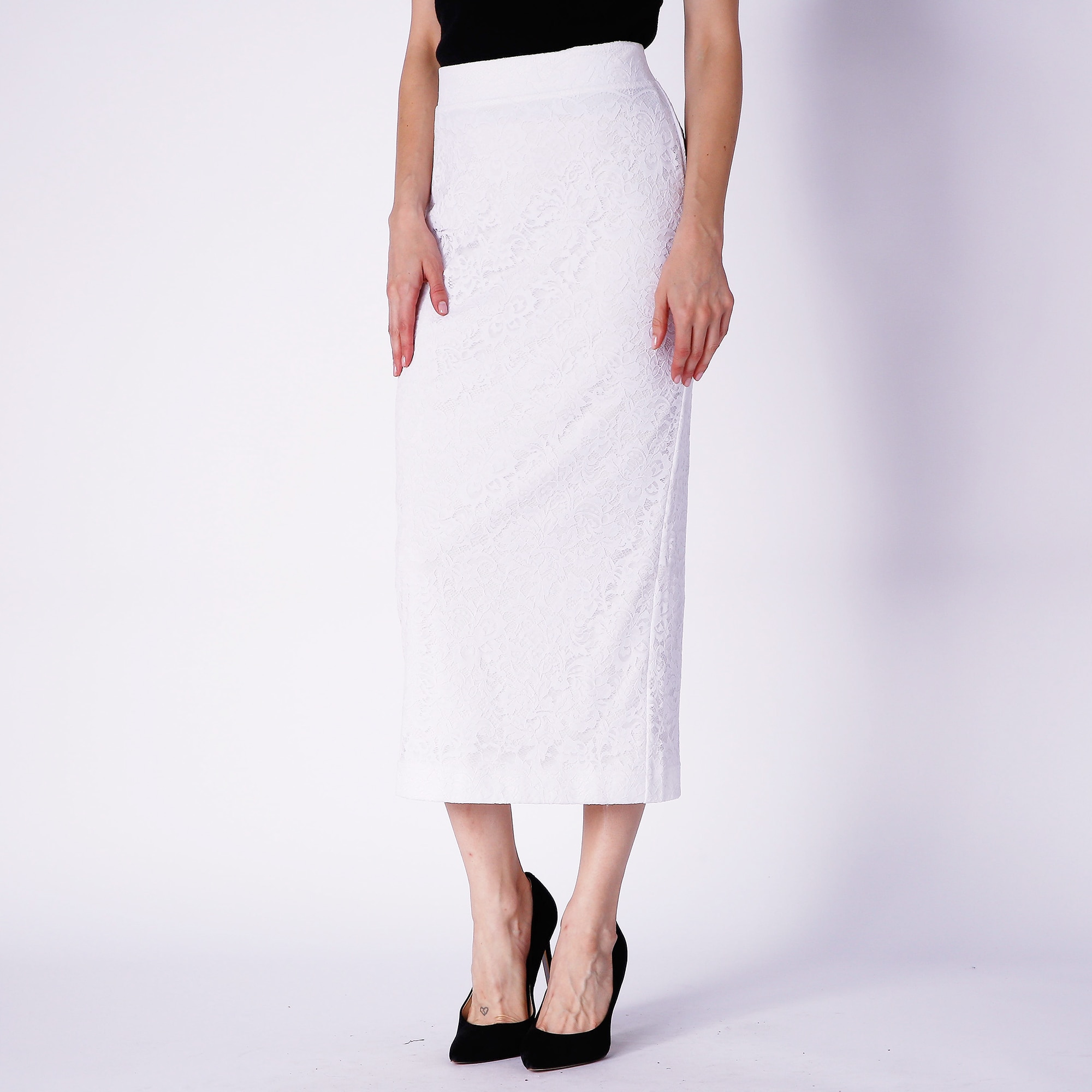 Long white outlet pencil skirt