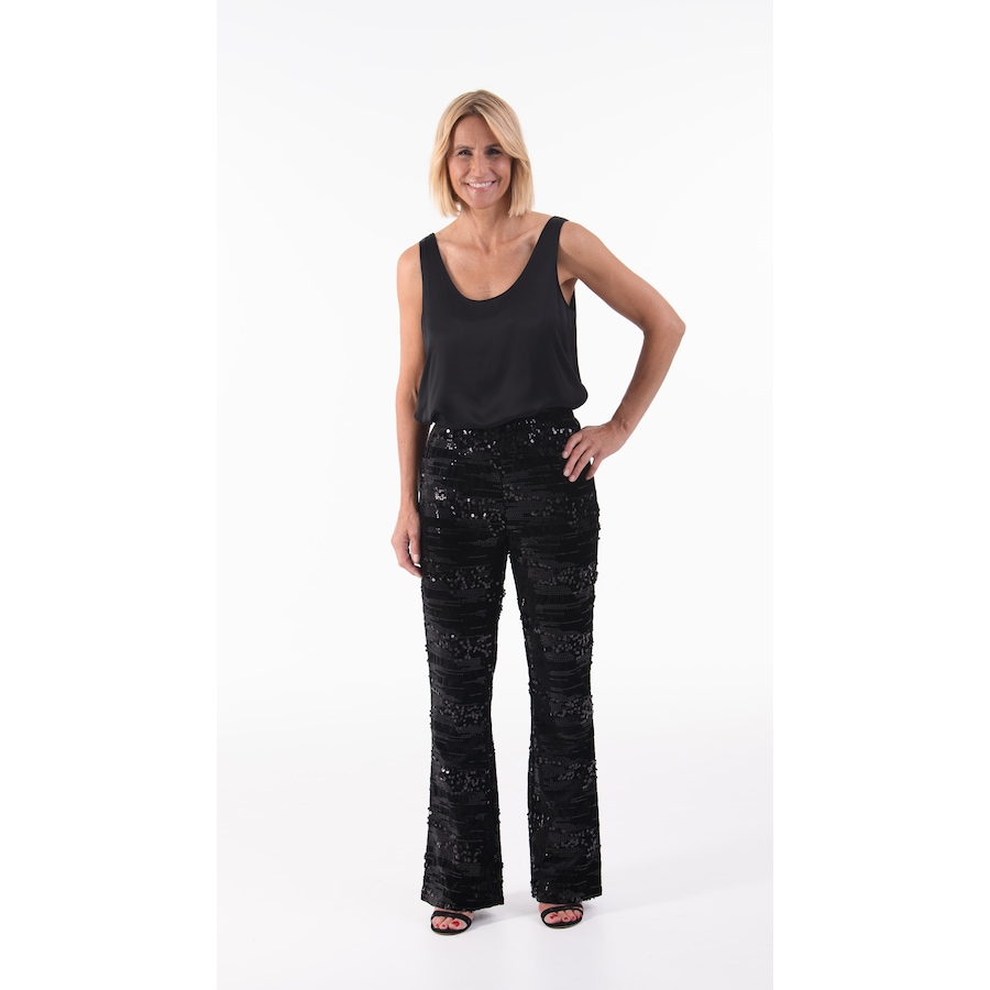Image 243285_BLK.jpg, Product 243-285 / Price $22.33, Modern Identity Stretch Velvet-Like Sequins Pull-On Flare Pant from Modern Identity on TSC.ca's Fashion department