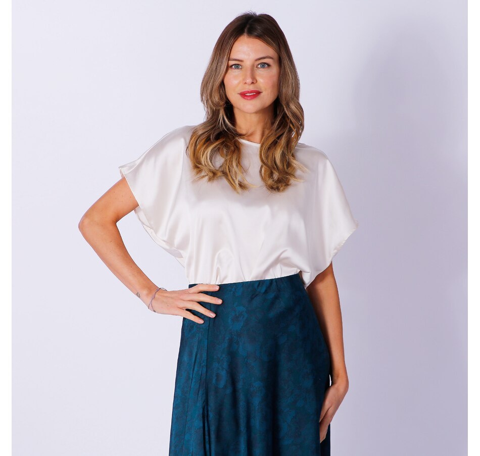 Image 243286_OWH.jpg, Product 243-286 / Price $14.33, Modern Identity Short Sleeve Dolman Satin Top With Back Neck Opening from Modern Identity on TSC.ca's Fashion department