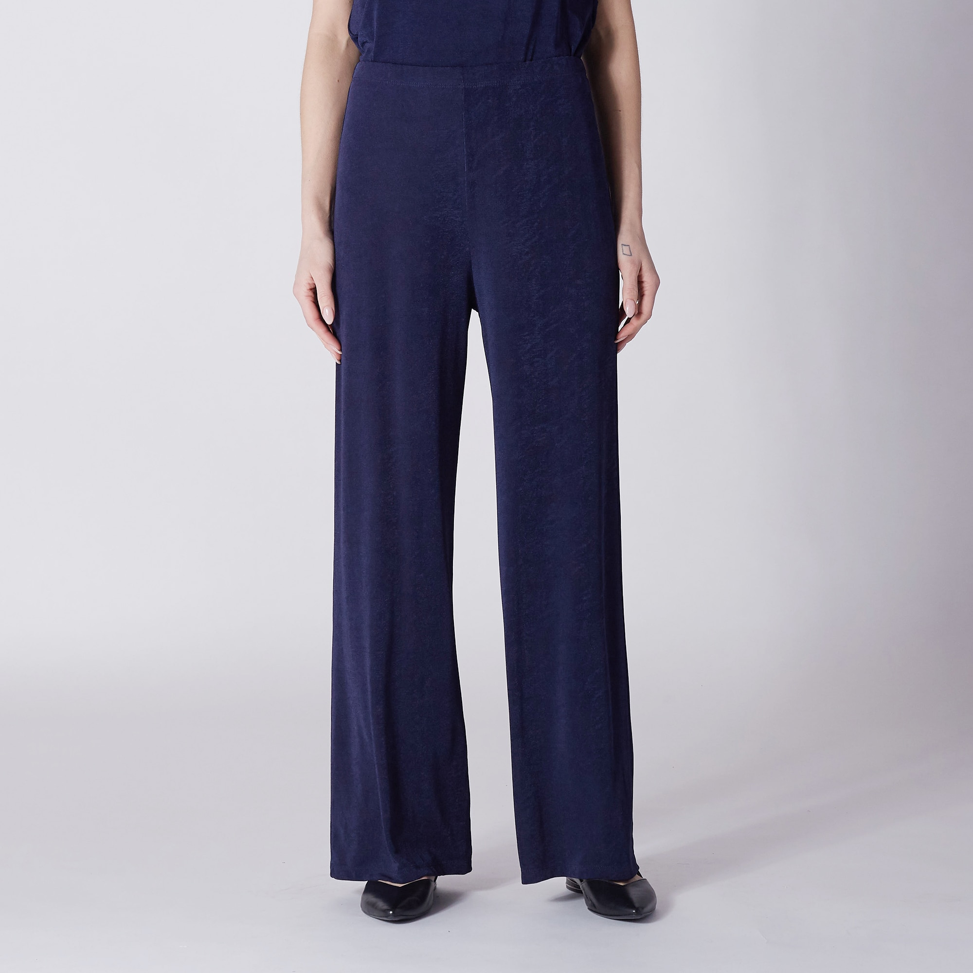 Kim & Co. Poly Slinky Elastic Waist Wide Leg Pant