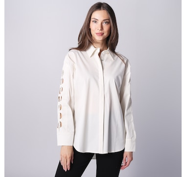 Jhoan Sebastian Grey Stretch Cotton Poplin Lace Up Shirt