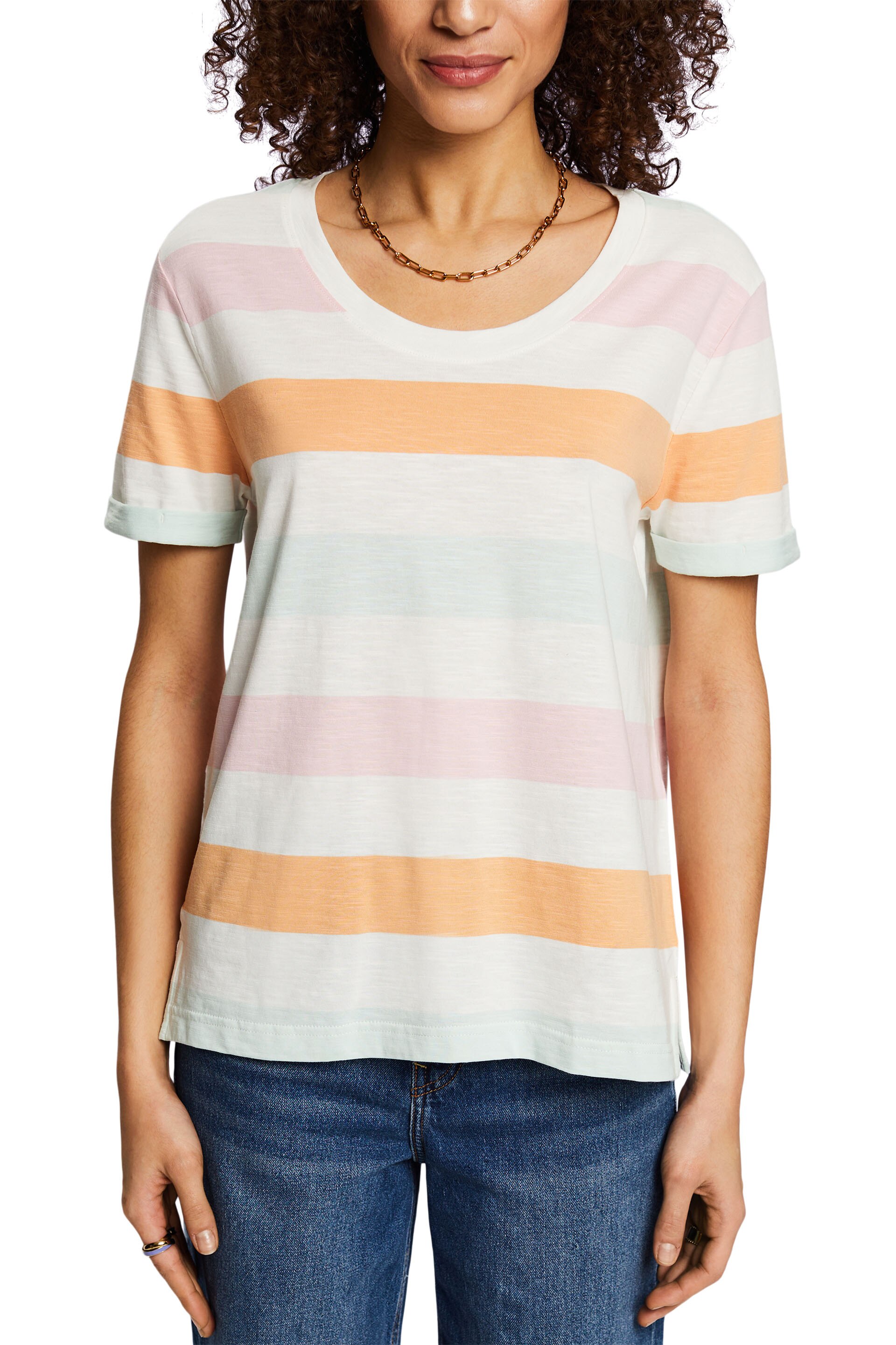 Esprit Short Sleeve Crew Neck Multi-Stripe Tee