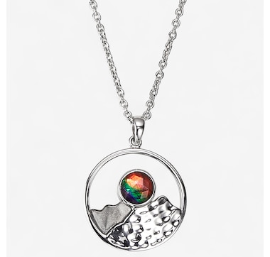 Product 243-415 / Price $379.99 , Canadian Ammolite Gems Sterling Silver Rhodium Plate Round Ammolite Rocky