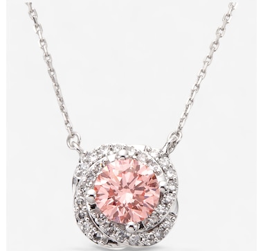 EVERA Diamonds 14K Gold 1.75 ctw Pink and White Diamond Pendant Necklace
