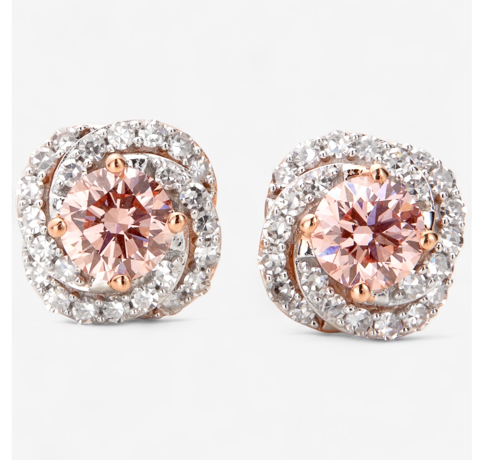 EVERA Diamonds 14K Gold 1.50 ctw Pink and White Diamond Earrings