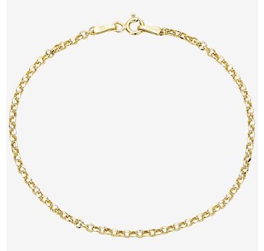 TruGold 10K Yellow Gold High Polished Diamond Cut Rolo Link Bracelet