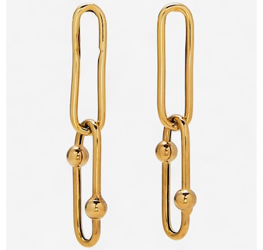 Product 243-444 / Price $399.99 , UNOAERRE 18K Yellow Gold Paperclip Earrings