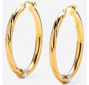 Product 243-452 / Price $729.99 , UNOAERRE 18K Yellow Gold Two Textured Hoop Earrings