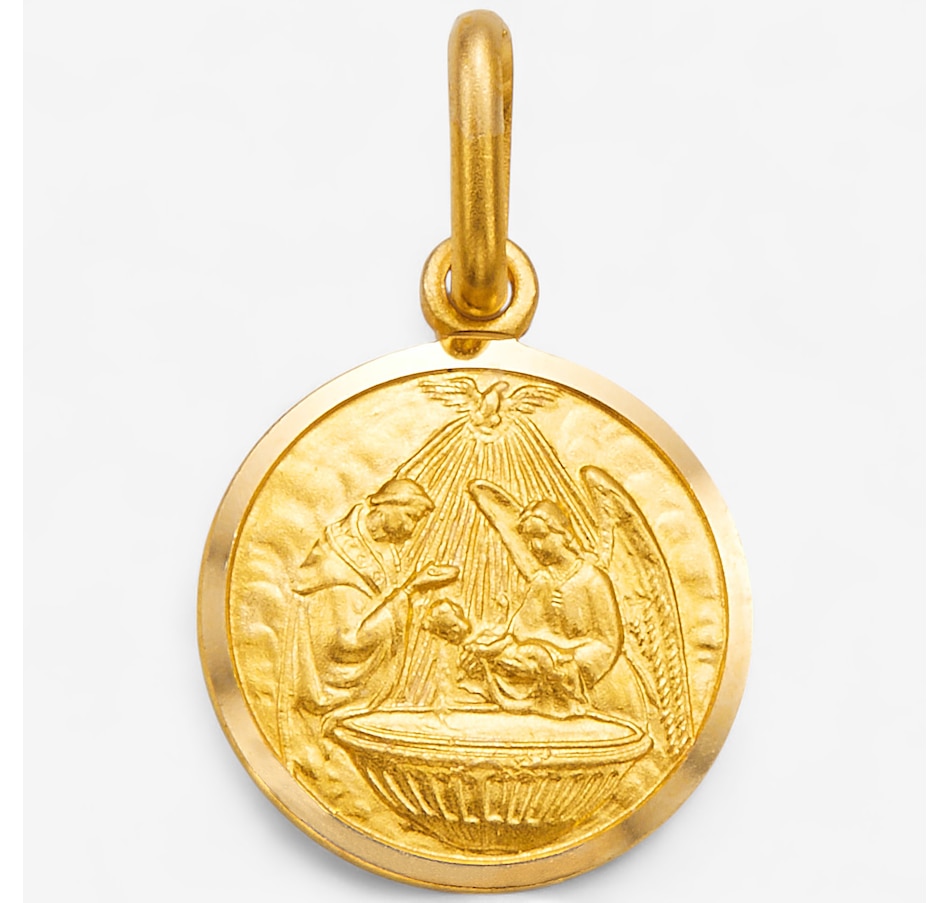 UNOAERRE 18K Yellow Gold Baptism Medal Pendant
