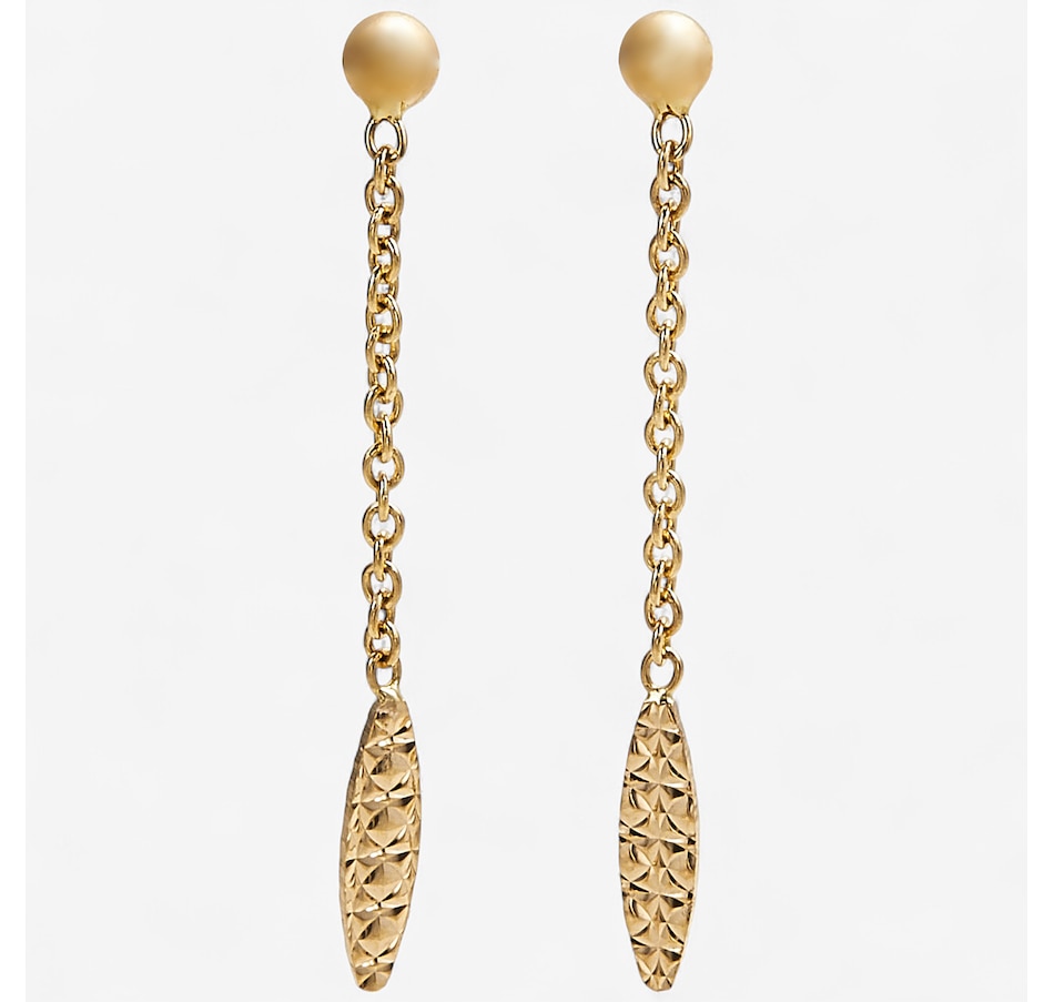 UNOAERRE 18K Yellow Gold Textured Oval Charm Drop Earrings
