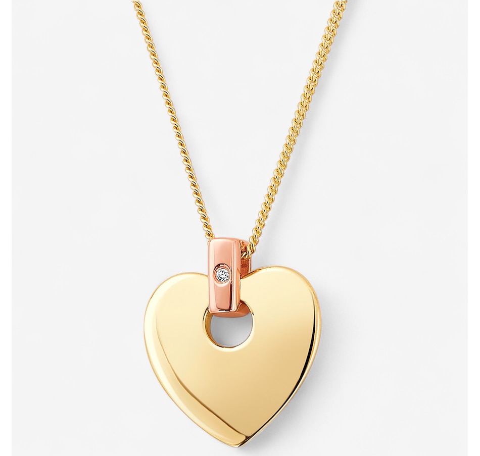 Image 243478.jpg, Product 243-478 / Price $949.99, Clogau Gold Yellow Gold Plate/10K Rose Gold Diamond Heart Pendant with Chain from Clogau Gold on TSC.ca's Jewellery department
