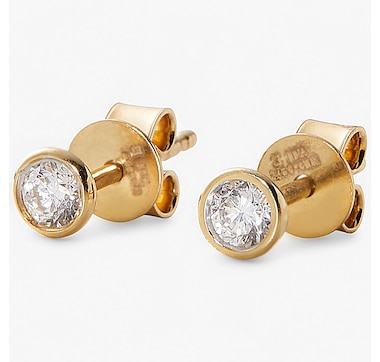 EVERA Diamonds Sterling Silver 0.20 ctw Bezel Set Diamond Stud Earrings