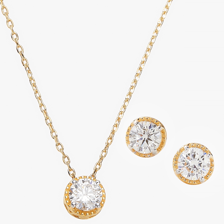 Image 243532_14KGP.jpg, Product 243-532 / Price $549.99, EVERA Diamonds Sterling Silver 1.00 ctw Round Diamond Pendant with Chain and Earring Set from Evera Diamonds on TSC.ca's Jewellery department
