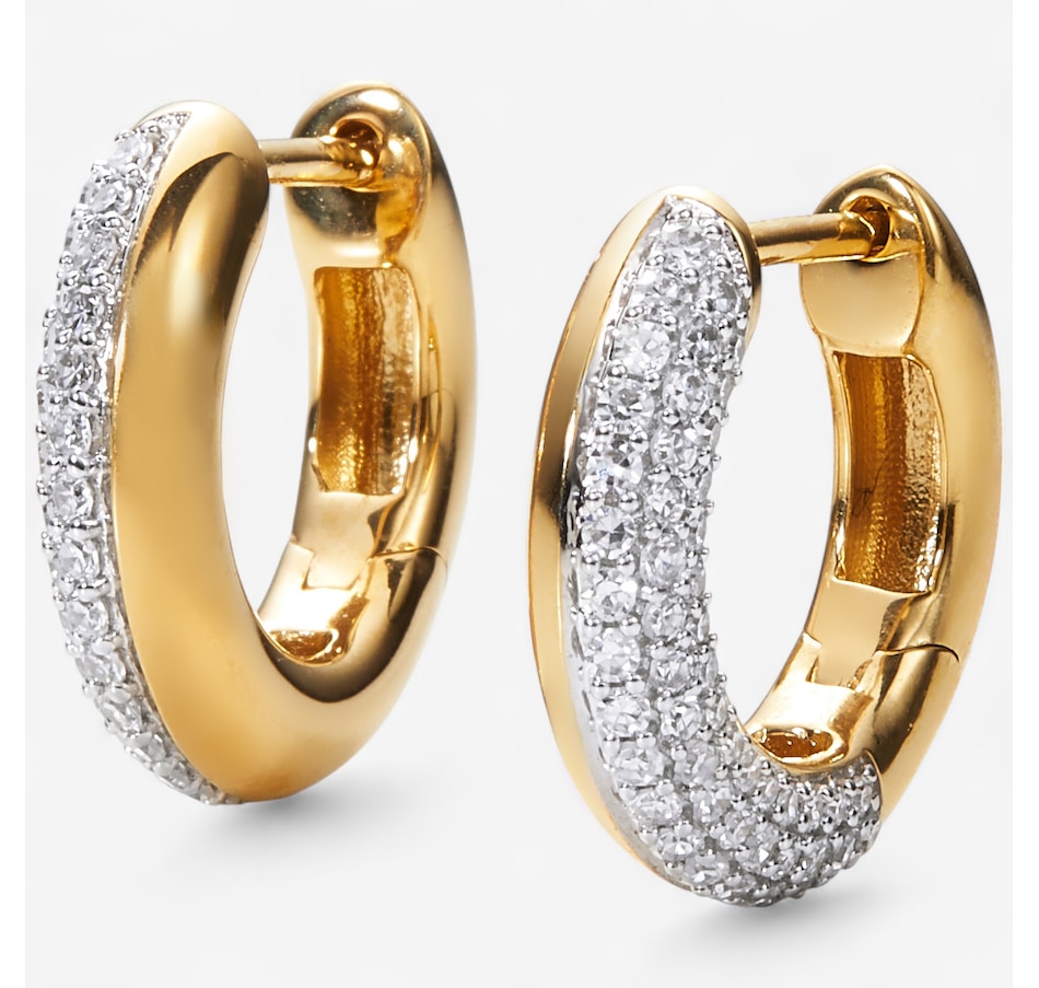 Image 243541_14KGP.jpg, Product 243-541 / Price $349.99, EVERA Diamonds Sterling Silver 1.00 ctw Round Diamond Hoop Earrings from Evera Diamonds on TSC.ca's Jewellery department