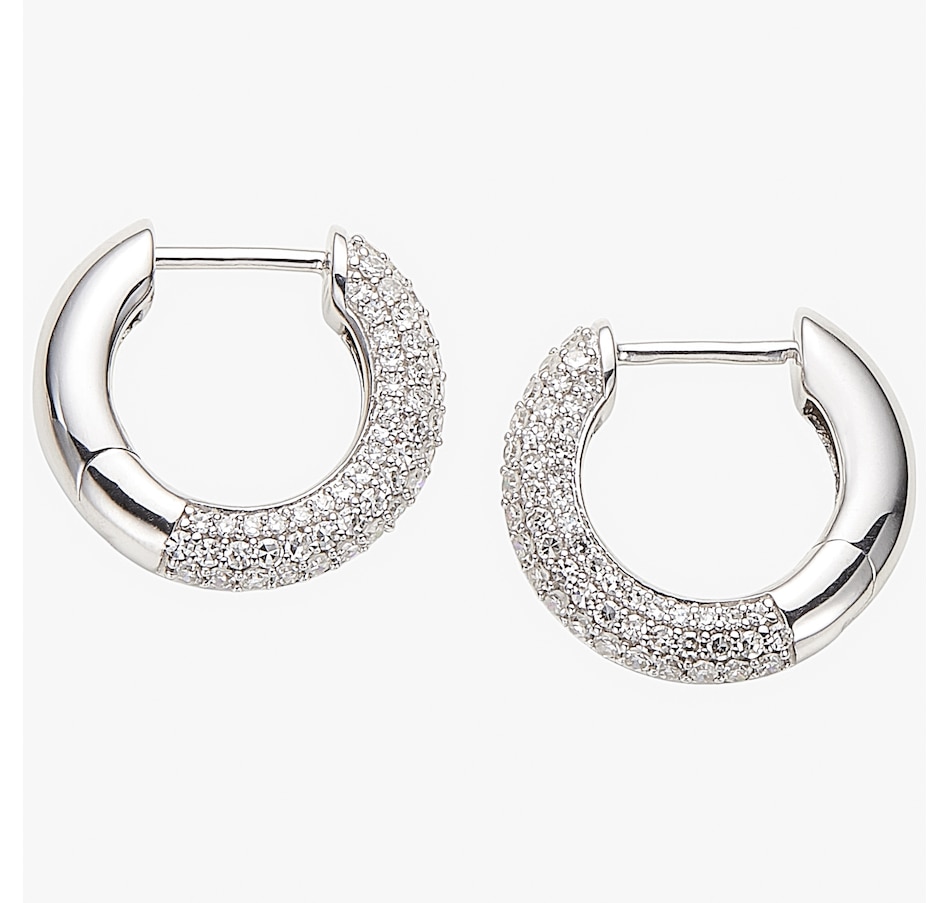 Image 243541_RHOP.jpg, Product 243-541 / Price $349.99, EVERA Diamonds Sterling Silver 1.00 ctw Round Diamond Hoop Earrings from Evera Diamonds on TSC.ca's Jewellery department