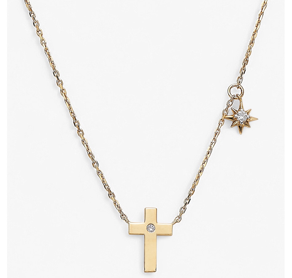 Image 243633_14KGP.jpg, Product 243-633 / Price $139.99, EVERA Diamonds Sterling Silver 0.07 ctw Diamond Cross Pendant with Chain from Evera Diamonds on TSC.ca's Jewellery department
