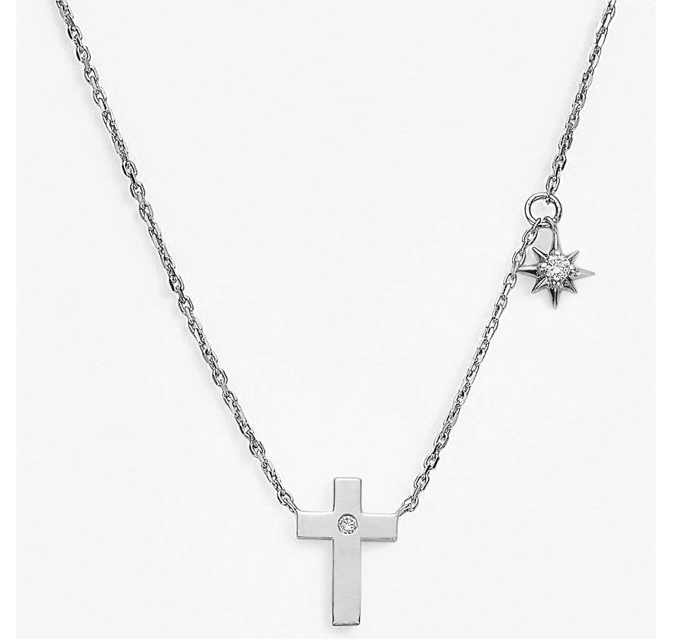 Image 243633_RHOP.jpg, Product 243-633 / Price $139.99, EVERA Diamonds Sterling Silver 0.07 ctw Diamond Cross Pendant with Chain from Evera Diamonds on TSC.ca's Jewellery department
