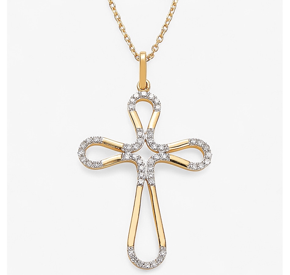 Image 243636_14KGP.jpg, Product 243-636 / Price $139.99, EVERA Diamonds Sterling Silver 0.25 ctw Diamond Cross Pendant with Chain from Evera Diamonds on TSC.ca's Jewellery department