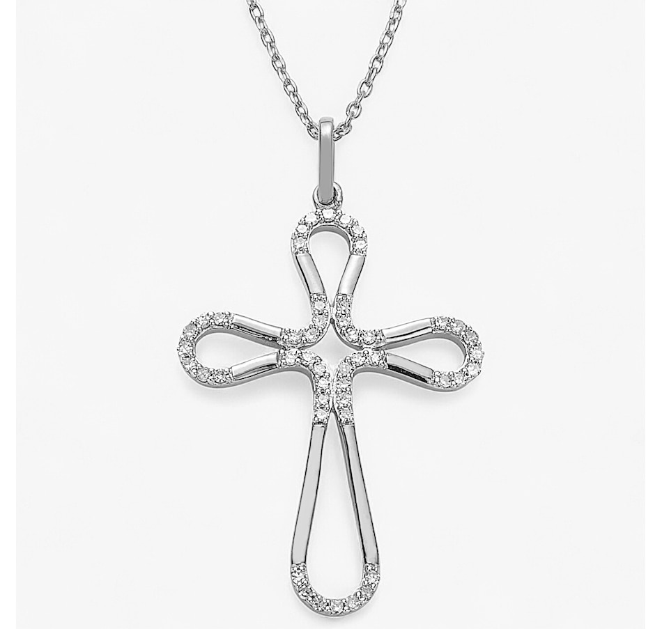 Image 243636_RHOP.jpg, Product 243-636 / Price $139.99, EVERA Diamonds Sterling Silver 0.25 ctw Diamond Cross Pendant with Chain from Evera Diamonds on TSC.ca's Jewellery department