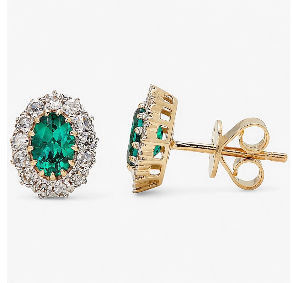 Image 243642_YGLEM.jpg, Product 243-642 / Price $799.99, EVERA Diamonds 14K Gold Oval Gemstone and Diamond Stud Earrings from Evera Diamonds on TSC.ca's Jewellery department